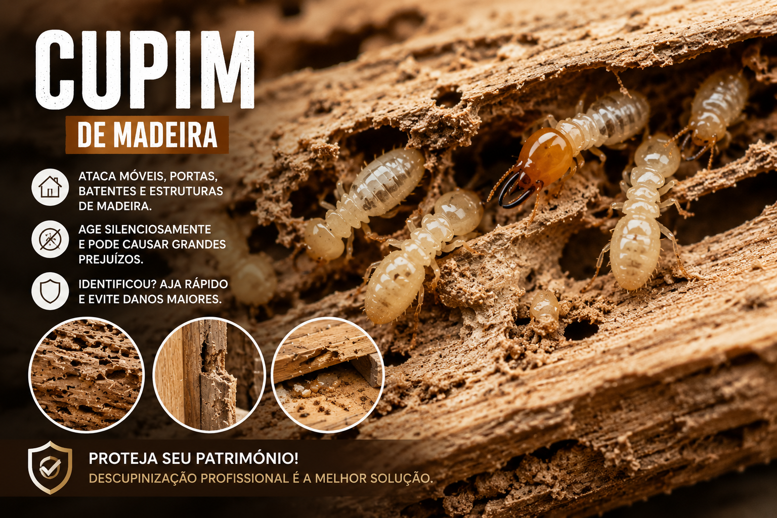 Serviço de Dedetização de Cupim na Ilha do Governador RJ - Injeção e Tratamento